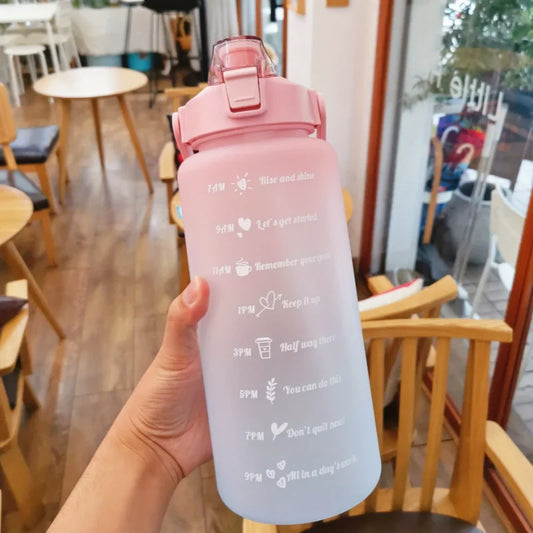 2 Liter Motivational Water Bottle with Straw & Time Marker – Leakproof Large Capacity Sports Bottle for Gym, Fitness & Outdoor
