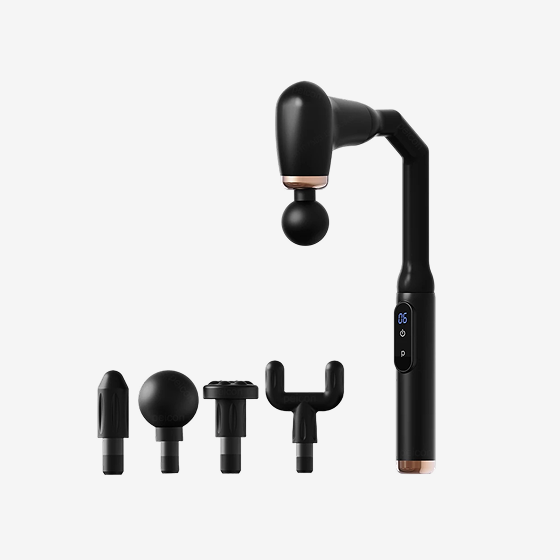 Portable Fascia Massage Gun – Deep Tissue Massager with Extended Handle & 4 Heads for Neck, Back, Shoulder & Leg Pain Relief