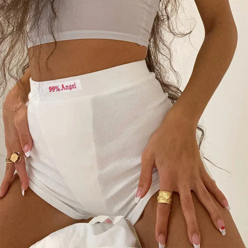Summer Ribbed Biker Shorts – High Waist Streetwear for Women