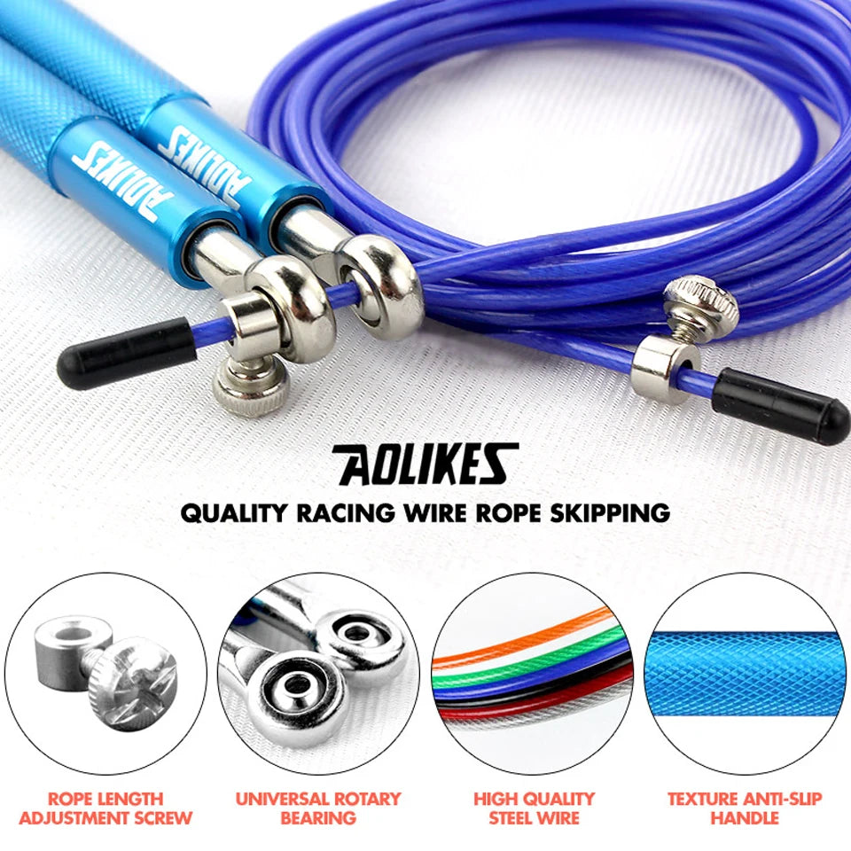AOLIKES Speed Jump Rope for Crossfit, Boxing, MMA, Fitness Training – Adjustable Skipping Rope with Spare Cable & Carry Bag