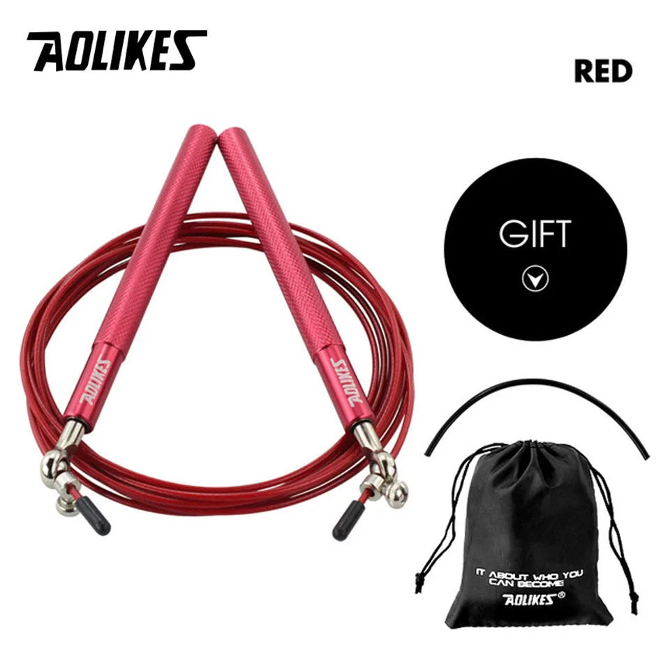 AOLIKES Speed Jump Rope for Crossfit, Boxing, MMA, Fitness Training – Adjustable Skipping Rope with Spare Cable & Carry Bag