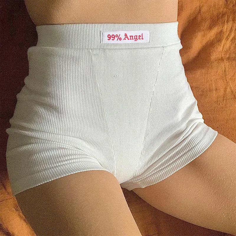 Summer Ribbed Biker Shorts – High Waist Streetwear for Women