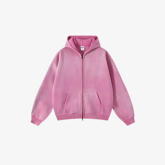 Unisex Oversized Zip Hoodie – Plush Tie-Dye Gradient | Cozy Winter Streetwear