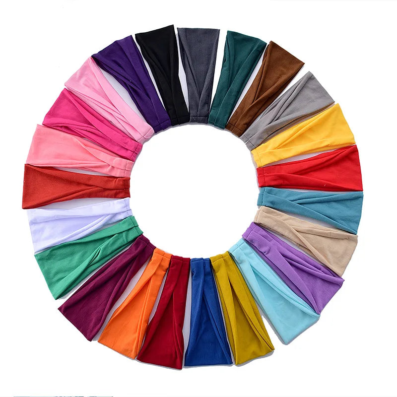 Women’s Solid Turban Headband – Elastic Yoga Hairband, Fashion & Makeup Styling