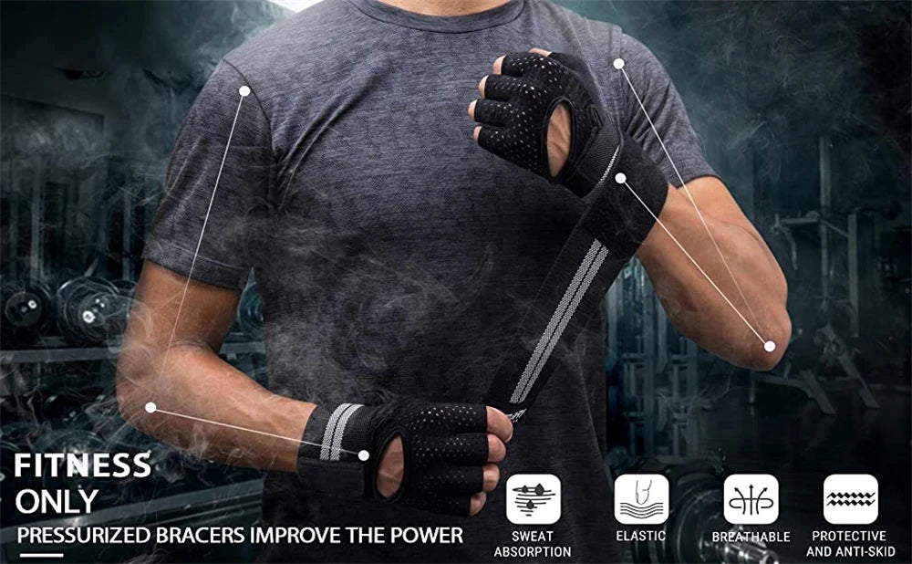 Dumbbell Gloves for Men & Women – Weightlifting, Crossfit, Bodybuilding, Workout Gym Gloves with Wrist Support