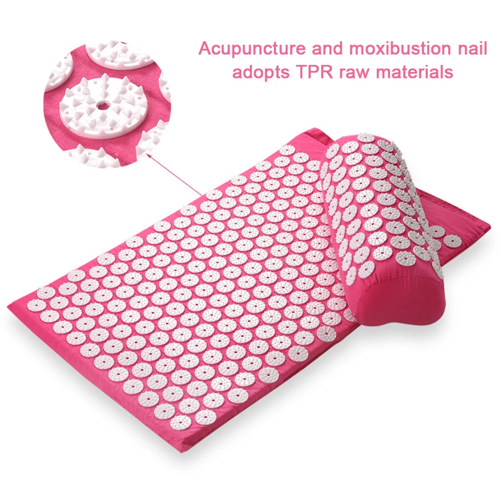 Acupressure Pillow & Mat Set with Storage Bag – Neck, Back & Foot Massage Pads for Pain Relief & Relaxation