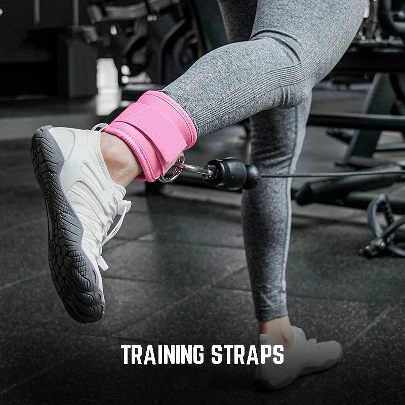 Adjustable Gym Ankle Straps with Double D-Ring | Neoprene Padded Cuffs for Cable Machine Leg & Glute Workout