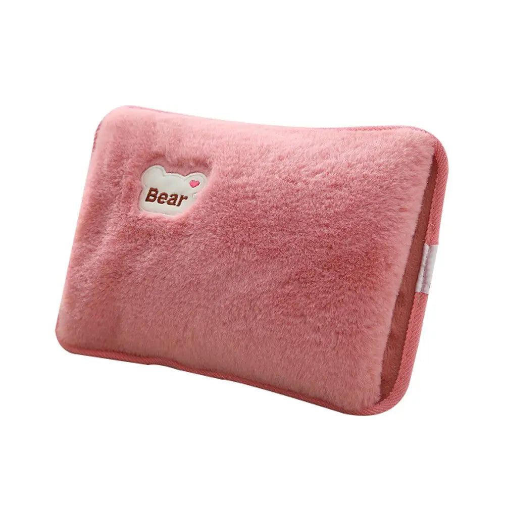 Rechargeable Electric Hot Water Bag with Rabbit Fur Cover – Reusable Hand Warmer & Heat Pack