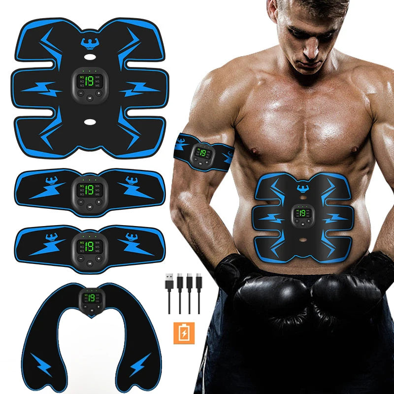 USB Rechargeable EMS Muscle Stimulator – Electric Abdominal & Arm Trainer, Pain Relief & Fitness Massager