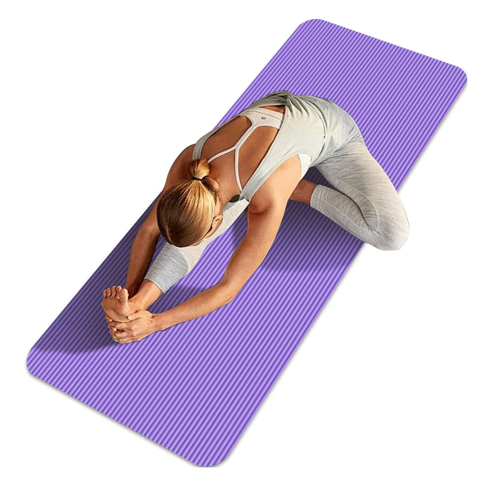 Yoga Mat Non-Slip Exercise Mat 10mm Thick | Solid Color Fitness & Pilates Mat for Home & Gym