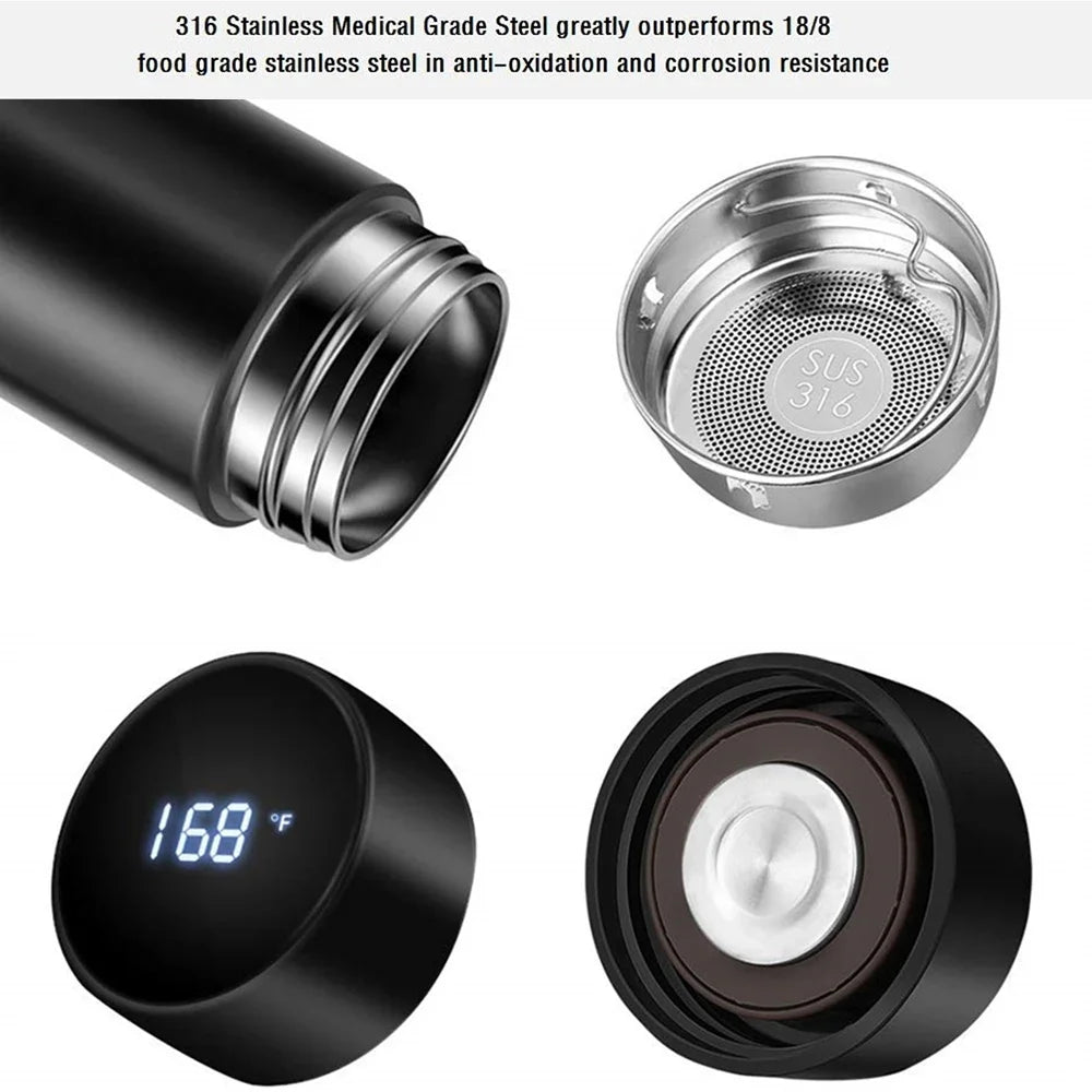 500ml Smart Thermos Bottle with Digital Temperature Display – 304 Stainless Steel