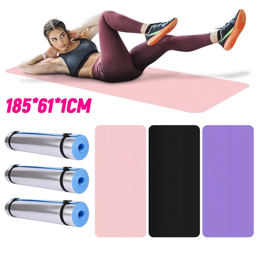Yoga Mat Non-Slip Exercise Mat 10mm Thick | Solid Color Fitness & Pilates Mat for Home & Gym