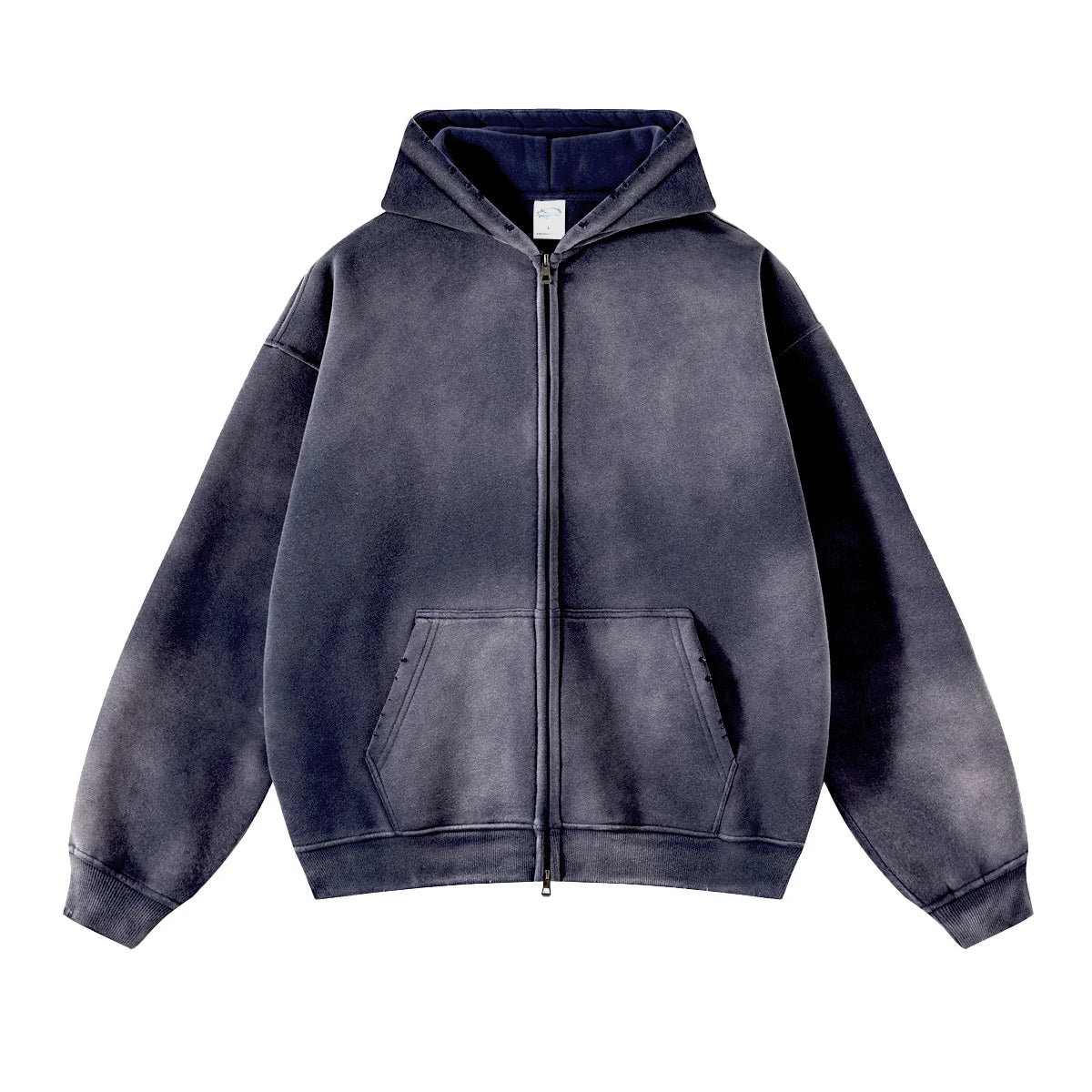 Unisex Oversized Zip Hoodie – Plush Tie-Dye Gradient | Cozy Winter Streetwear