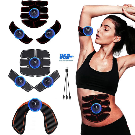 USB Rechargeable EMS Muscle Stimulator – Electric Hip & Abdominal Trainer, Pain Relief & Fitness Massager