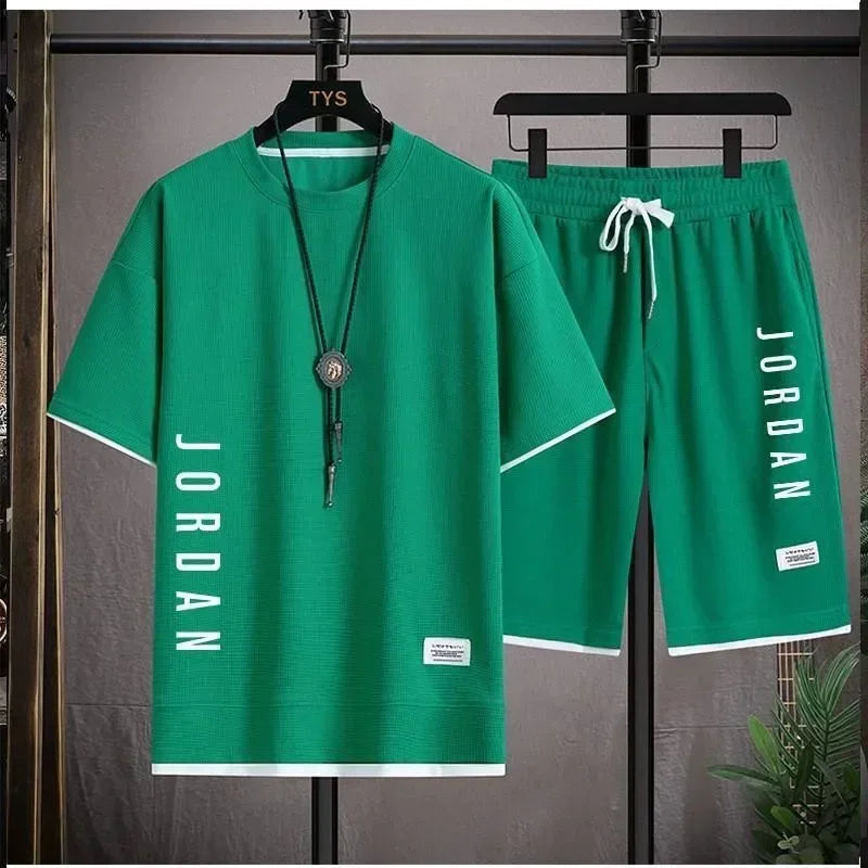 Men’s Casual Sportswear Set – T-Shirt & Shorts, Loose Fit 2025