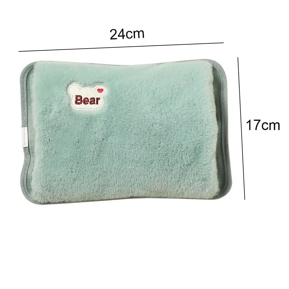 Rechargeable Electric Hot Water Bag with Rabbit Fur Cover – Reusable Hand Warmer & Heat Pack