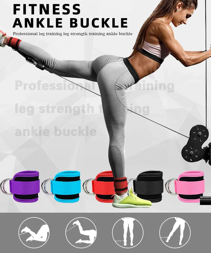 Adjustable Gym Ankle Straps with Double D-Ring | Neoprene Padded Cuffs for Cable Machine Leg & Glute Workout