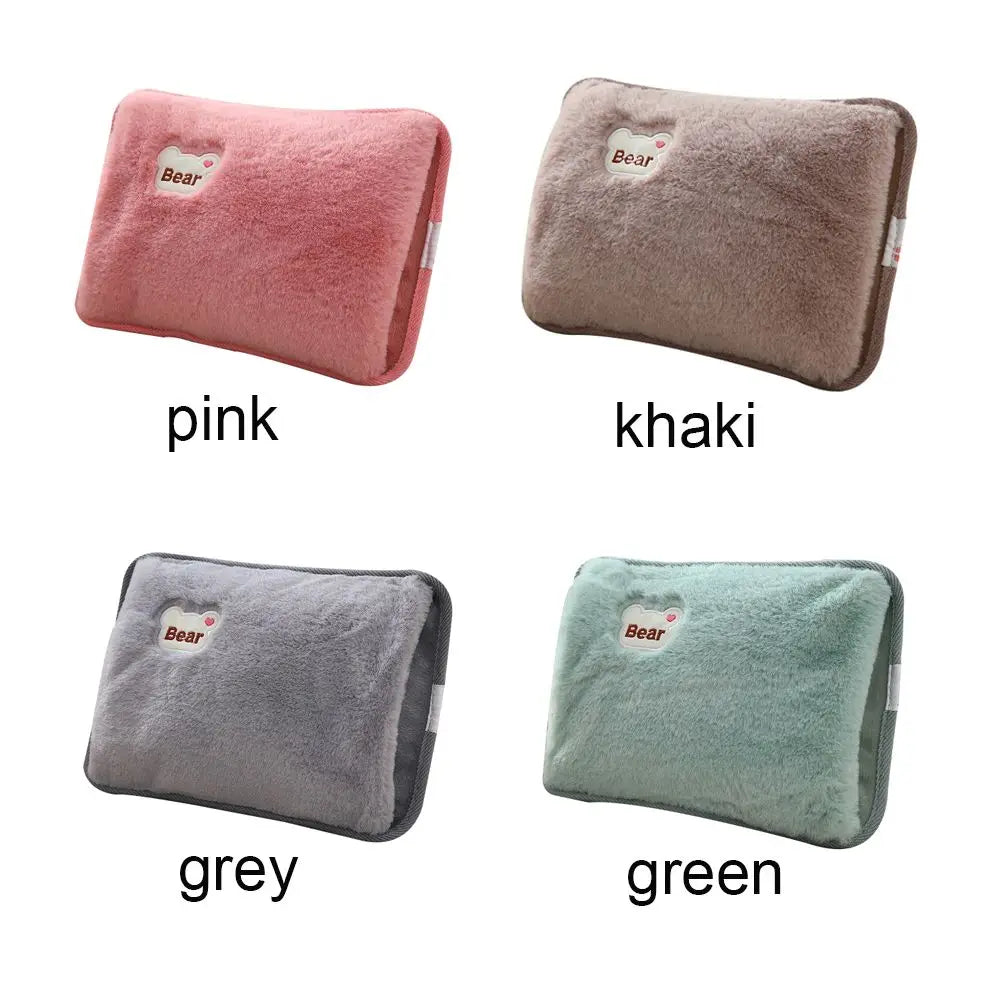 Rechargeable Electric Hot Water Bag with Rabbit Fur Cover – Reusable Hand Warmer & Heat Pack