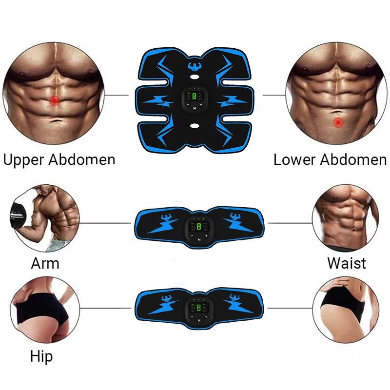 USB Rechargeable EMS Muscle Stimulator – Electric Abdominal & Arm Trainer, Pain Relief & Fitness Massager
