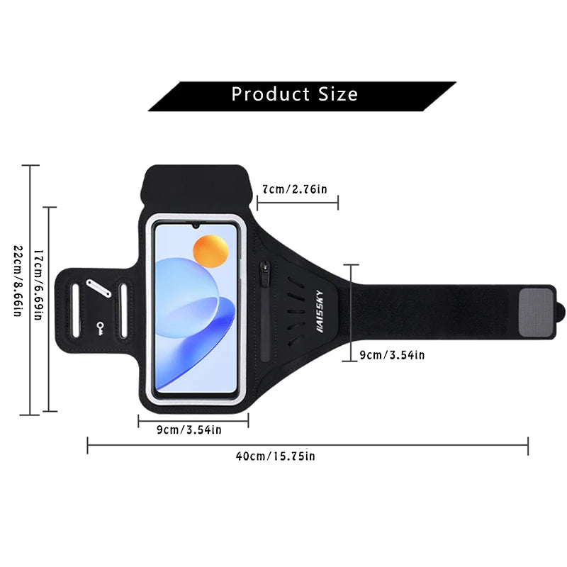 HAISSKY Running Armband Phone Holder for iPhone & Android – Waterproof Sports Arm Bag with Zipper Pocket for Gym, Jogging & Cycling