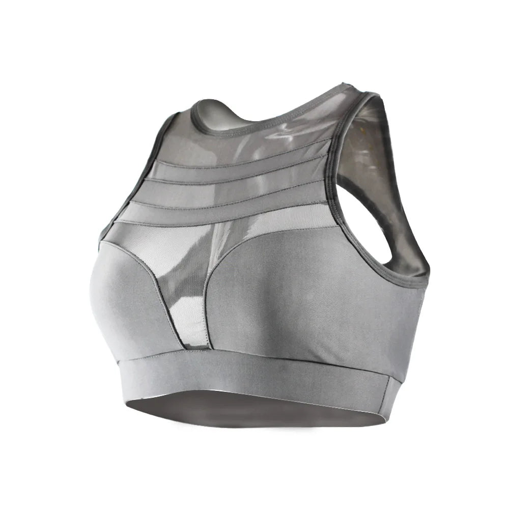 Women’s Mesh Patchwork Sports Bra – Breathable Yoga, Running & Gym Crop Top