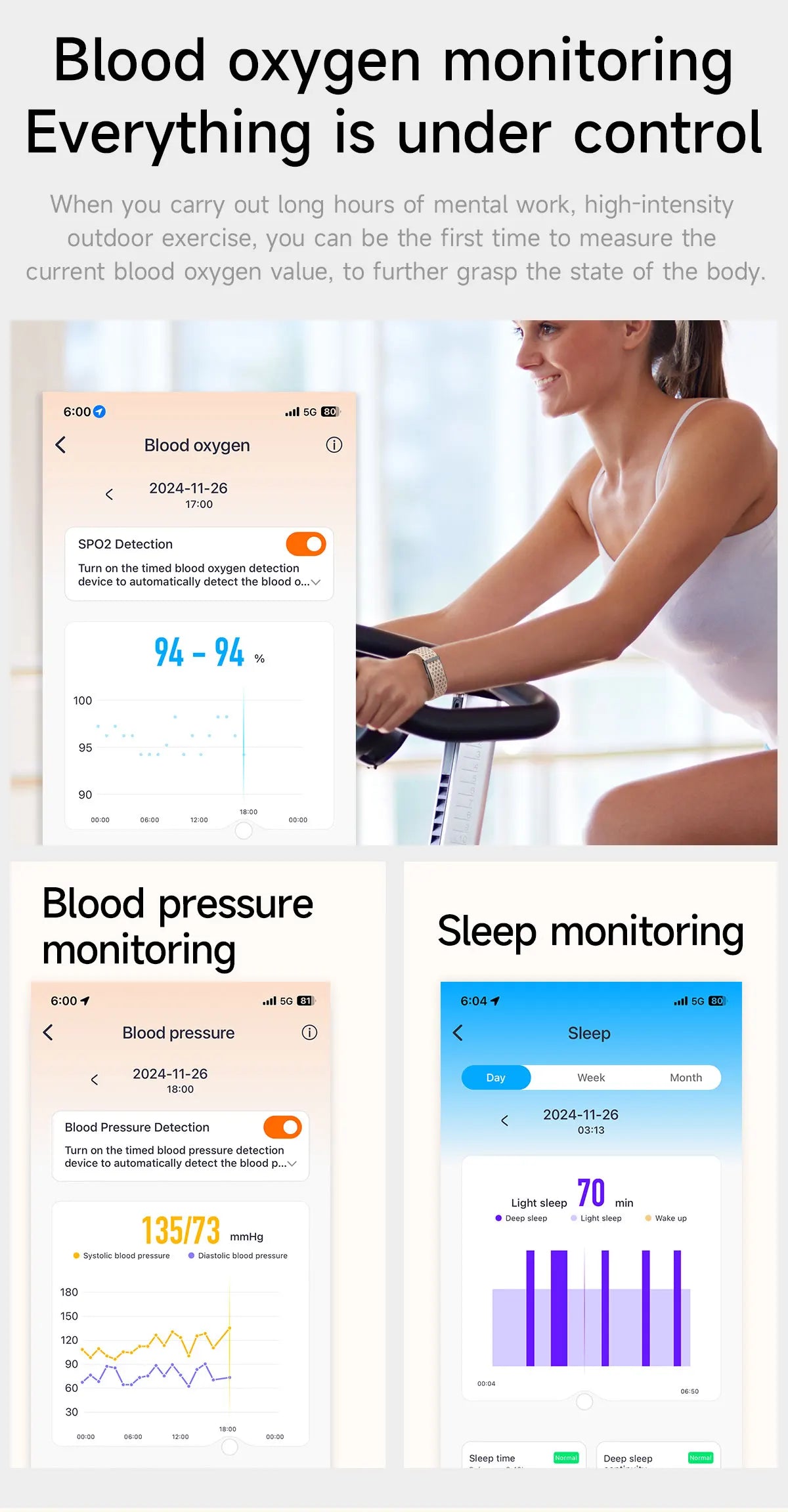 LIGE Smartwatch Bluetooth Fitness Tracker with Heart Rate, Blood Oxygen & 24H Health Monitoring