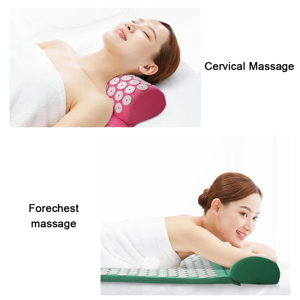 Acupressure Pillow & Mat Set with Storage Bag – Neck, Back & Foot Massage Pads for Pain Relief & Relaxation