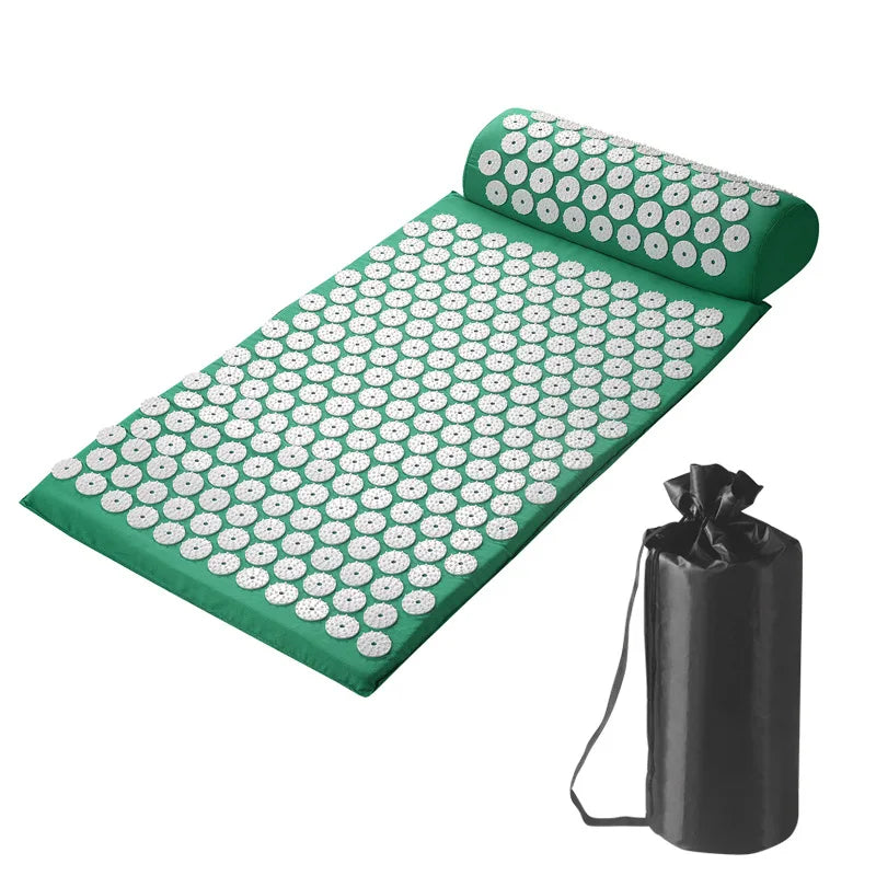 Acupressure Pillow & Mat Set with Storage Bag – Neck, Back & Foot Massage Pads for Pain Relief & Relaxation
