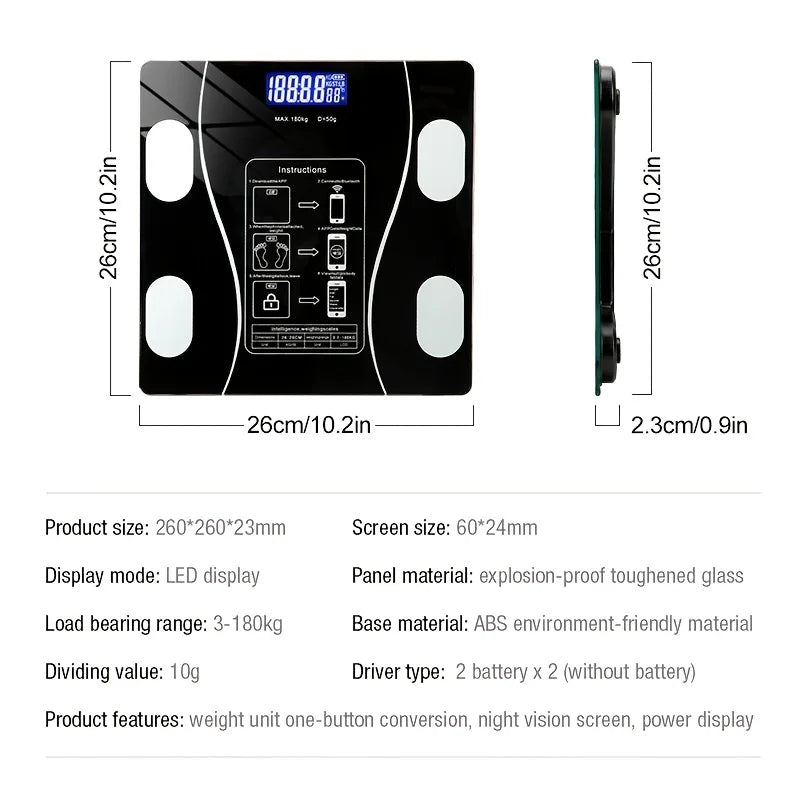 Smart Body Fat Scale – Wireless Digital Bathroom Weight Scale with Body Composition Analyzer & Bluetooth App Sync