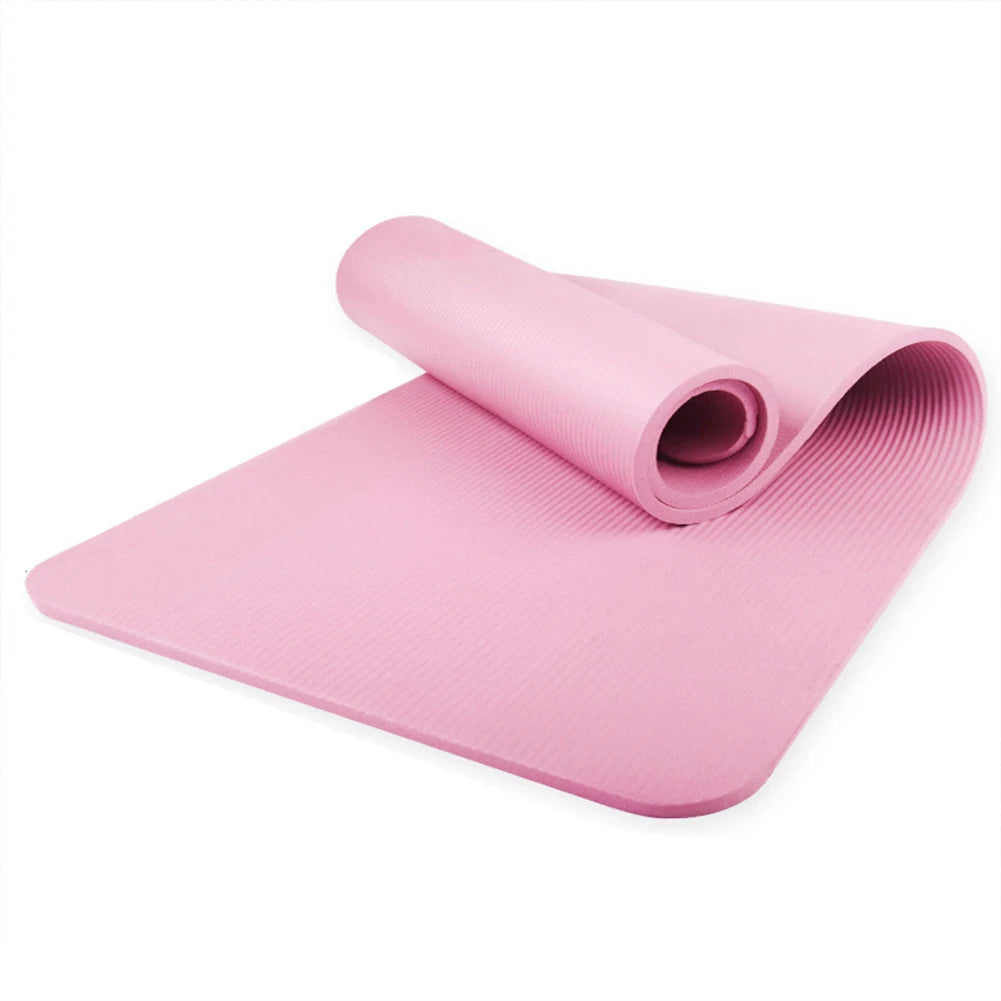 Yoga Mat Non-Slip Exercise Mat 10mm Thick | Solid Color Fitness & Pilates Mat for Home & Gym