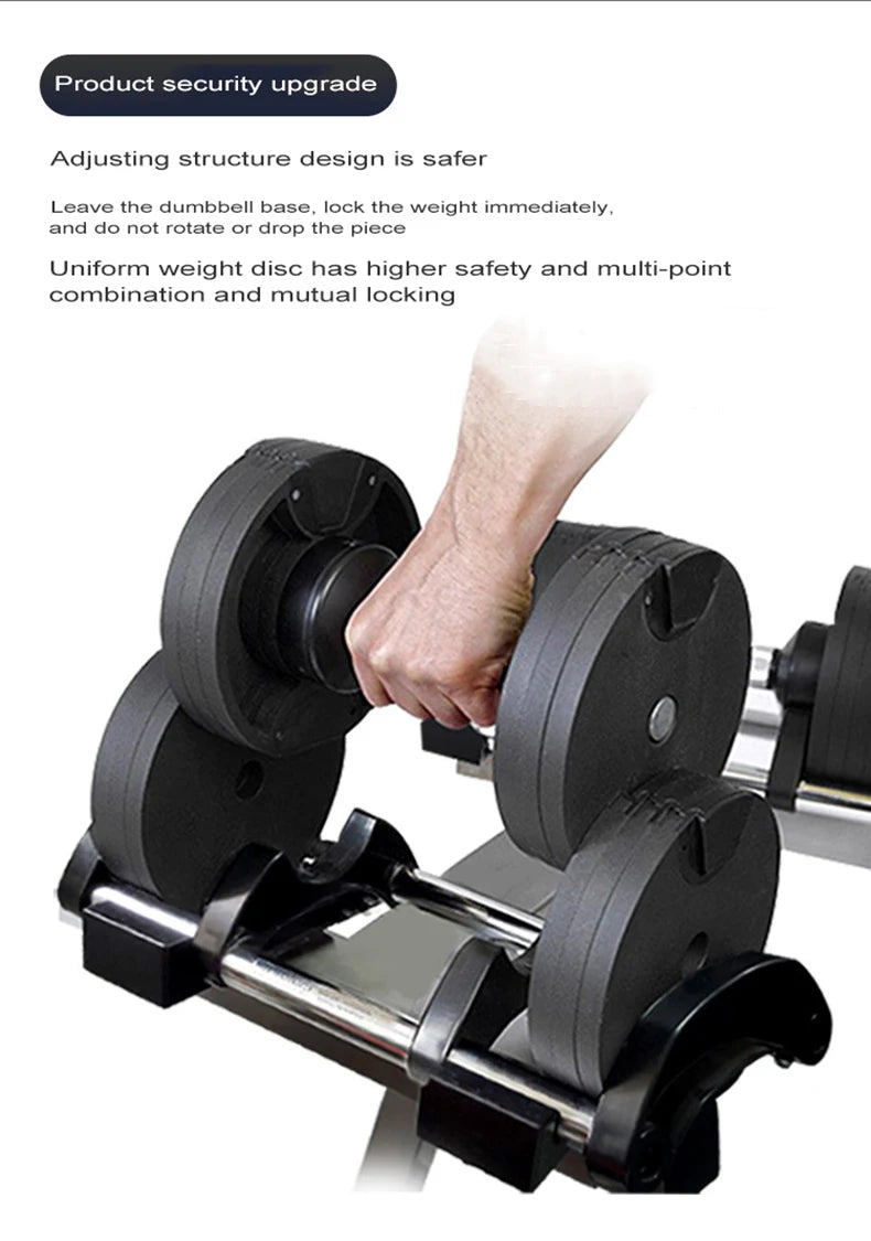 Adjustable Dumbbell Set – 2nd Generation Round Weights, 24kg/36kg, 2kg Increment, Home & Gym Fitness