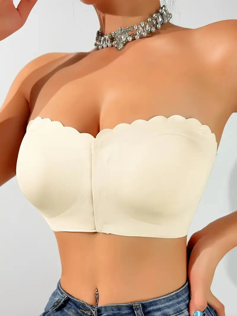 Seamless Strapless Bra for Women – Front Buckle, Push-Up, Sports & Everyday Wear