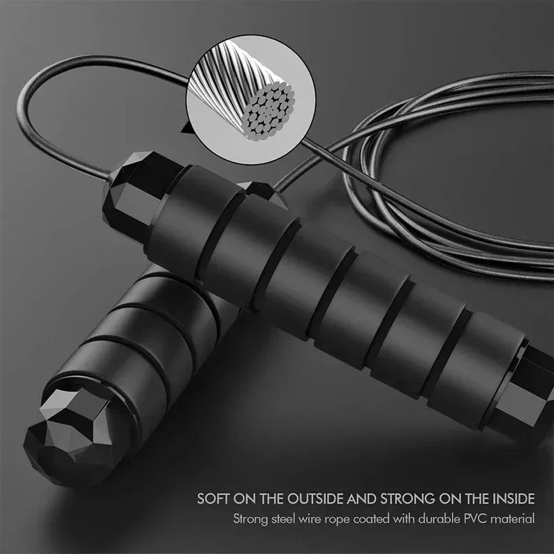 Adjustable Speed Jump Rope with Ball Bearings – Tangle-Free Steel Wire Skipping Rope with Foam Handles for Fitness & Weight Loss