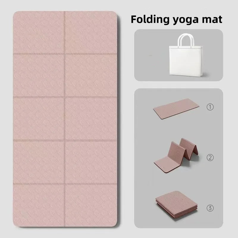 Folding TPE Yoga Mat 180×57×0.4cm – Portable, Non-Slip, Shock-Absorbent & Lightweight