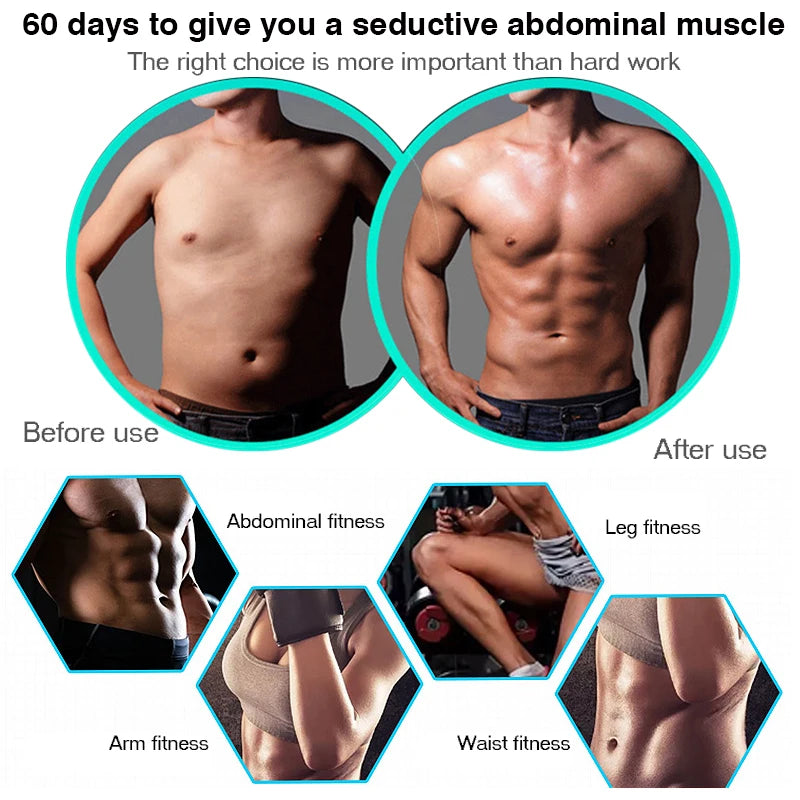 Electric EMS Muscle Stimulator for Abdomen, Buttocks & Arms | Slimming & Pain Relief Trainer