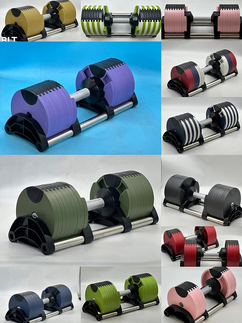 Adjustable Dumbbell Set – 2nd Generation Round Weights, 24kg/36kg, 2kg Increment, Home & Gym Fitness
