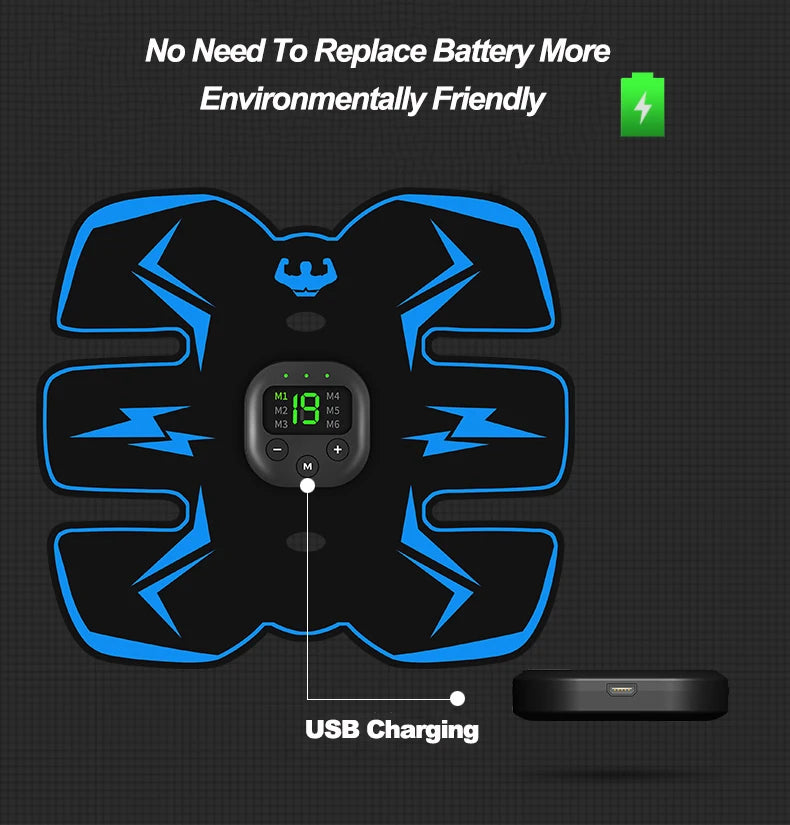 USB Rechargeable EMS Muscle Stimulator – Electric Abdominal & Arm Trainer, Pain Relief & Fitness Massager
