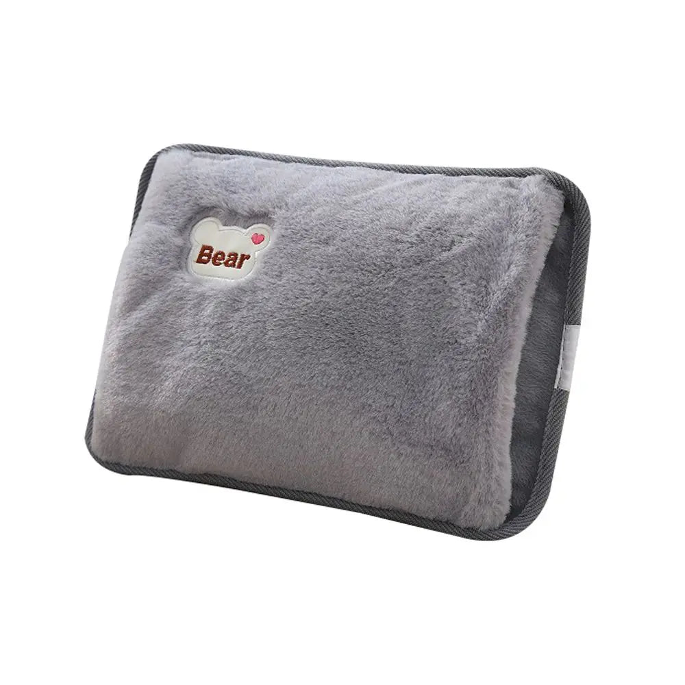 Rechargeable Electric Hot Water Bag with Rabbit Fur Cover – Reusable Hand Warmer & Heat Pack