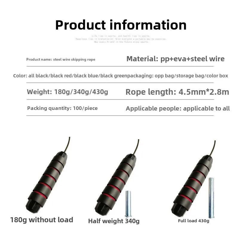Steel Wire Skipping Rope with Bearings | Adjustable Speed Jump Rope for Fitness & Weight Loss