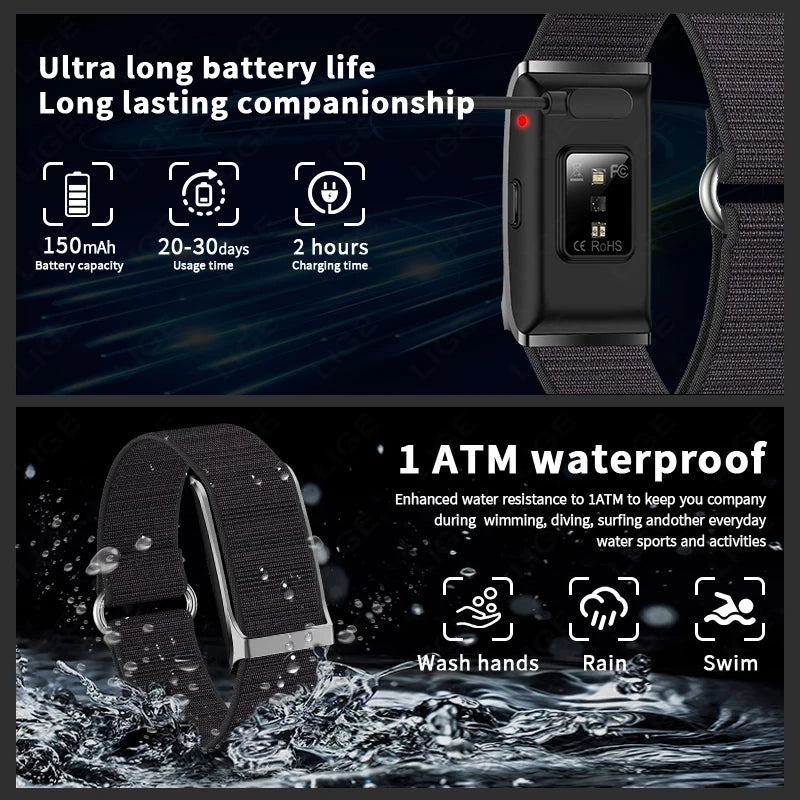 LIGE Smartwatch Bluetooth Fitness Tracker with Heart Rate, Blood Oxygen & 24H Health Monitoring