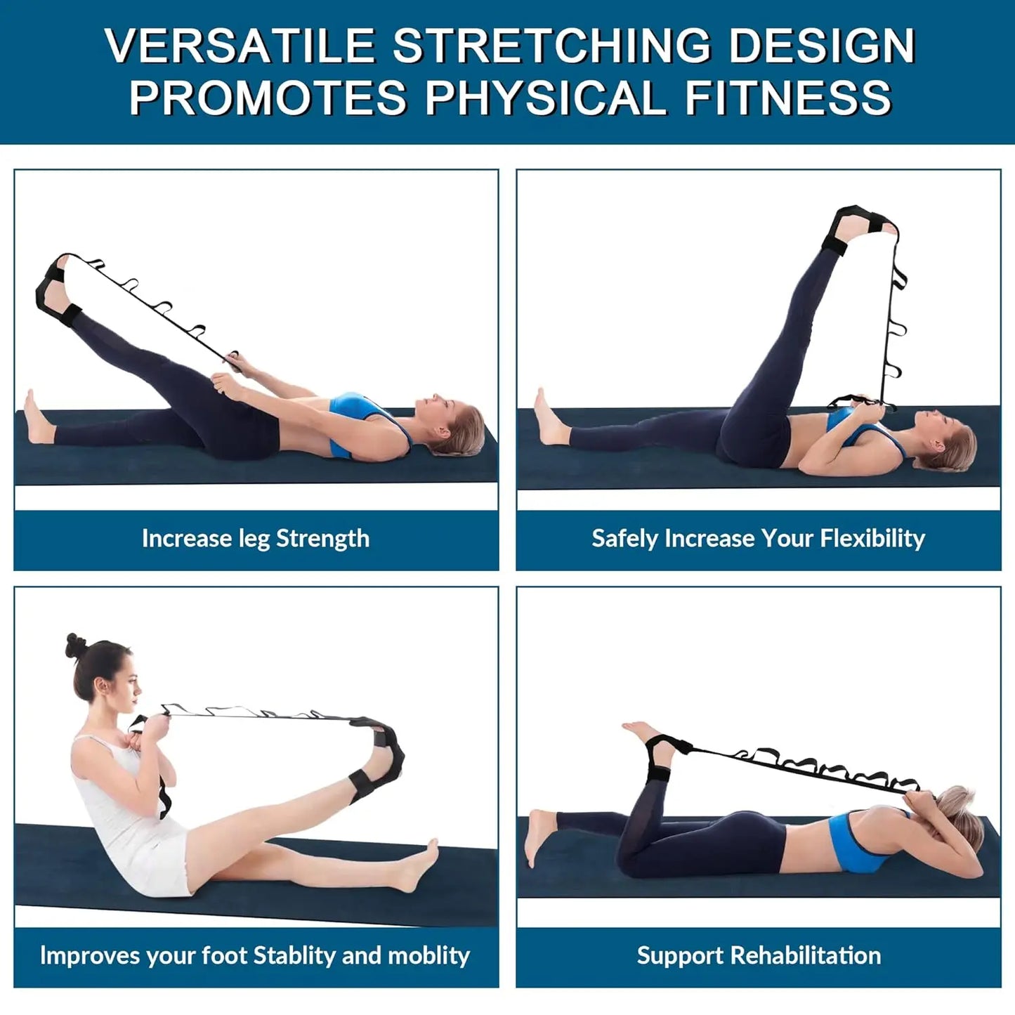 Yoga Stretching Strap – Adjustable Cotton Belt with D-Ring Buckle for Flexibility, Pilates & Fitness
