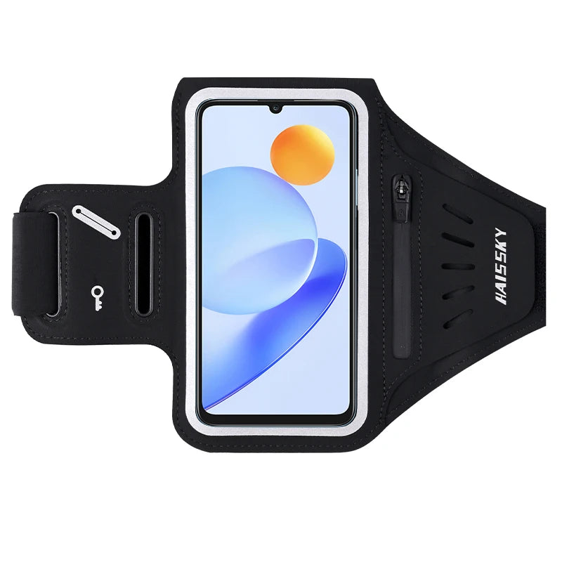HAISSKY Running Armband Phone Holder for iPhone & Android – Waterproof Sports Arm Bag with Zipper Pocket for Gym, Jogging & Cycling