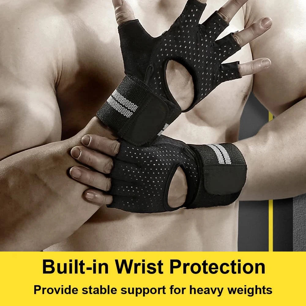 Dumbbell Gloves for Men & Women – Weightlifting, Crossfit, Bodybuilding, Workout Gym Gloves with Wrist Support