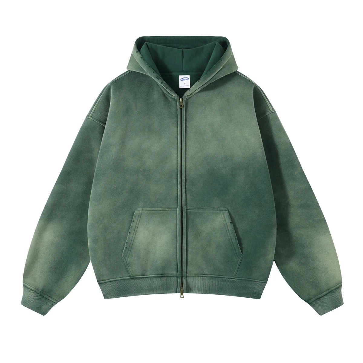 Unisex Oversized Zip Hoodie – Plush Tie-Dye Gradient | Cozy Winter Streetwear