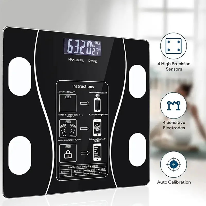 Smart APP Bluetooth Body Fat Scale – Digital Bathroom Weight Scale & Body Composition Analyzer