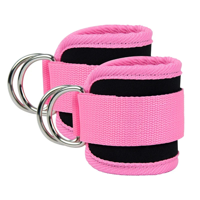 Adjustable Gym Ankle Straps with Double D-Ring | Neoprene Padded Cuffs for Cable Machine Leg & Glute Workout