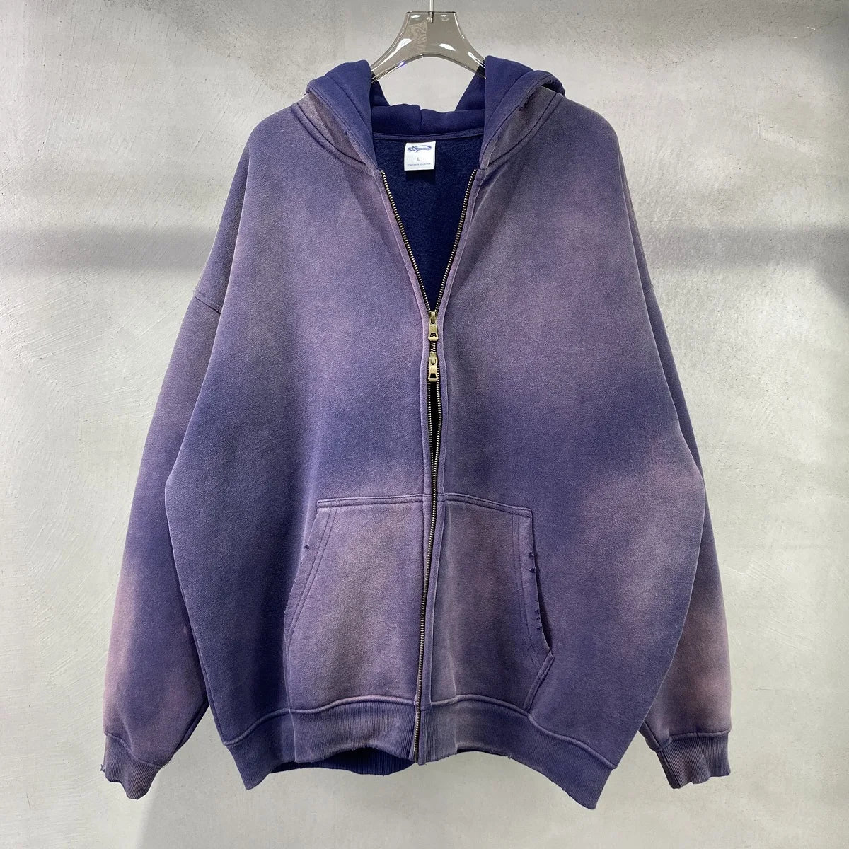 Unisex Oversized Zip Hoodie – Plush Tie-Dye Gradient | Cozy Winter Streetwear