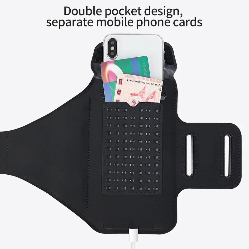 HAISSKY Running Armband Phone Holder for iPhone & Android – Waterproof Sports Arm Bag with Zipper Pocket for Gym, Jogging & Cycling