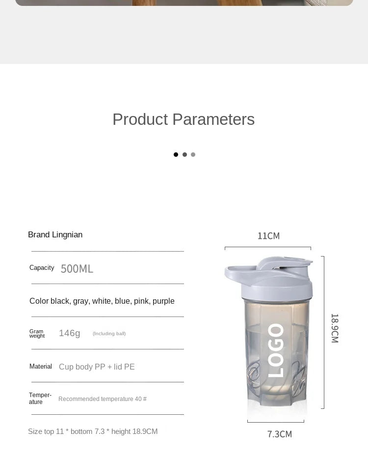 Protein Shaker Bottle 500ML – Leak-Proof Portable Gym Cup with Mixing Ball