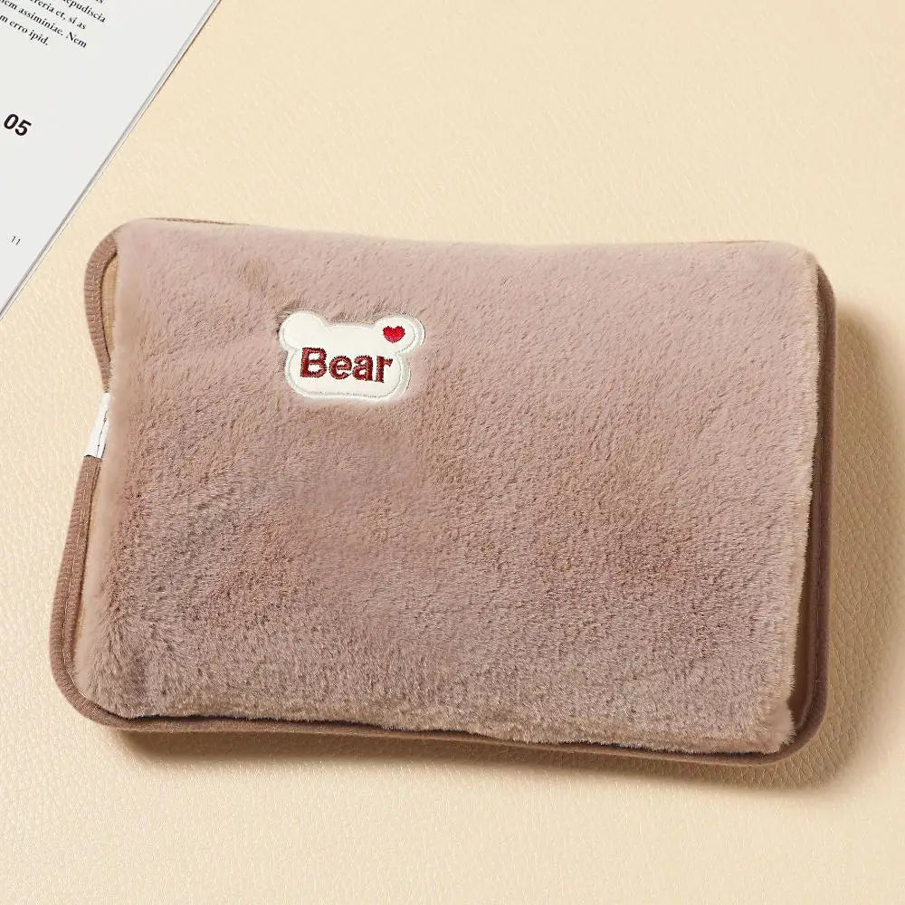 Rechargeable Electric Hot Water Bag with Rabbit Fur Cover – Reusable Hand Warmer & Heat Pack